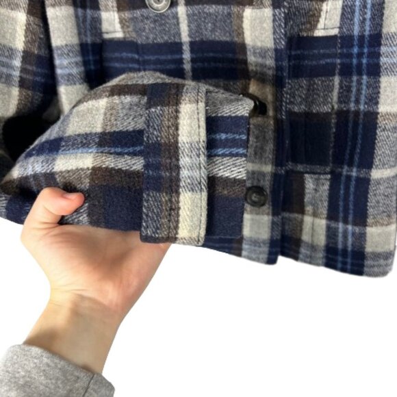 Abercrombie & Fitch Womens Plaid Wool Cropped Peacoat Jacket XS Blue Y2K Preppy - Picture 8 of 13